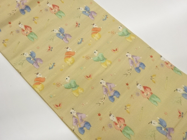 JAPANESE KIMONO / KARAKO-DOJI / TOY / FLOWER / BUTTERFLY PATTERN WOVEN
